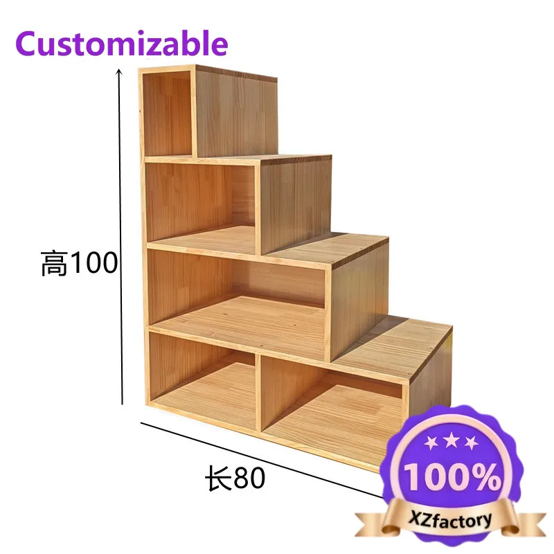 Factory Direct 2026 Top RatedCustomized ladder Solid wood steps Step cabinet Bookshelf Storage balcony Bedside cabinet Mobile la