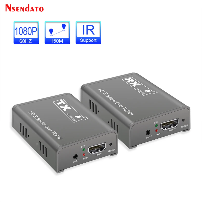 150m 1080P HDMI-Compatible IR Extender over TCP IP Cat5e/6 Rj45 HD audio Transmitter Receiver Network Extensor Extender For TV