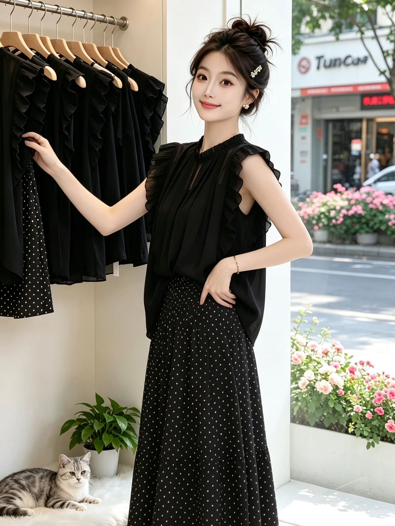 Summer Clothing Material - 여름 의상 여성용 민소매 탑과 폴카
