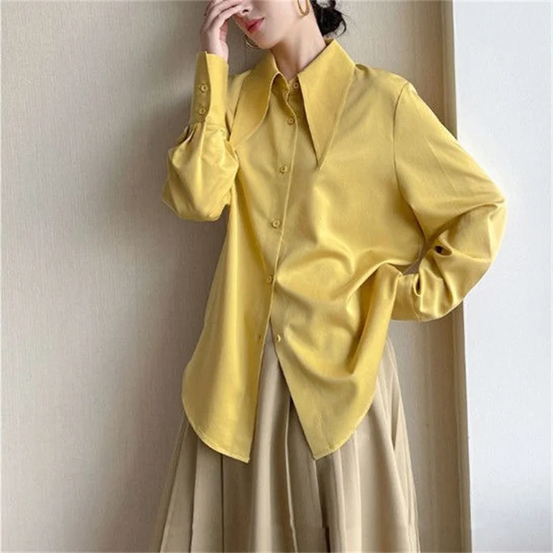 Woman Spring Autumn Style Blouses Shirts Lady Casual Long Sleeve Peter Pan Collar Blusas Tops DF4848