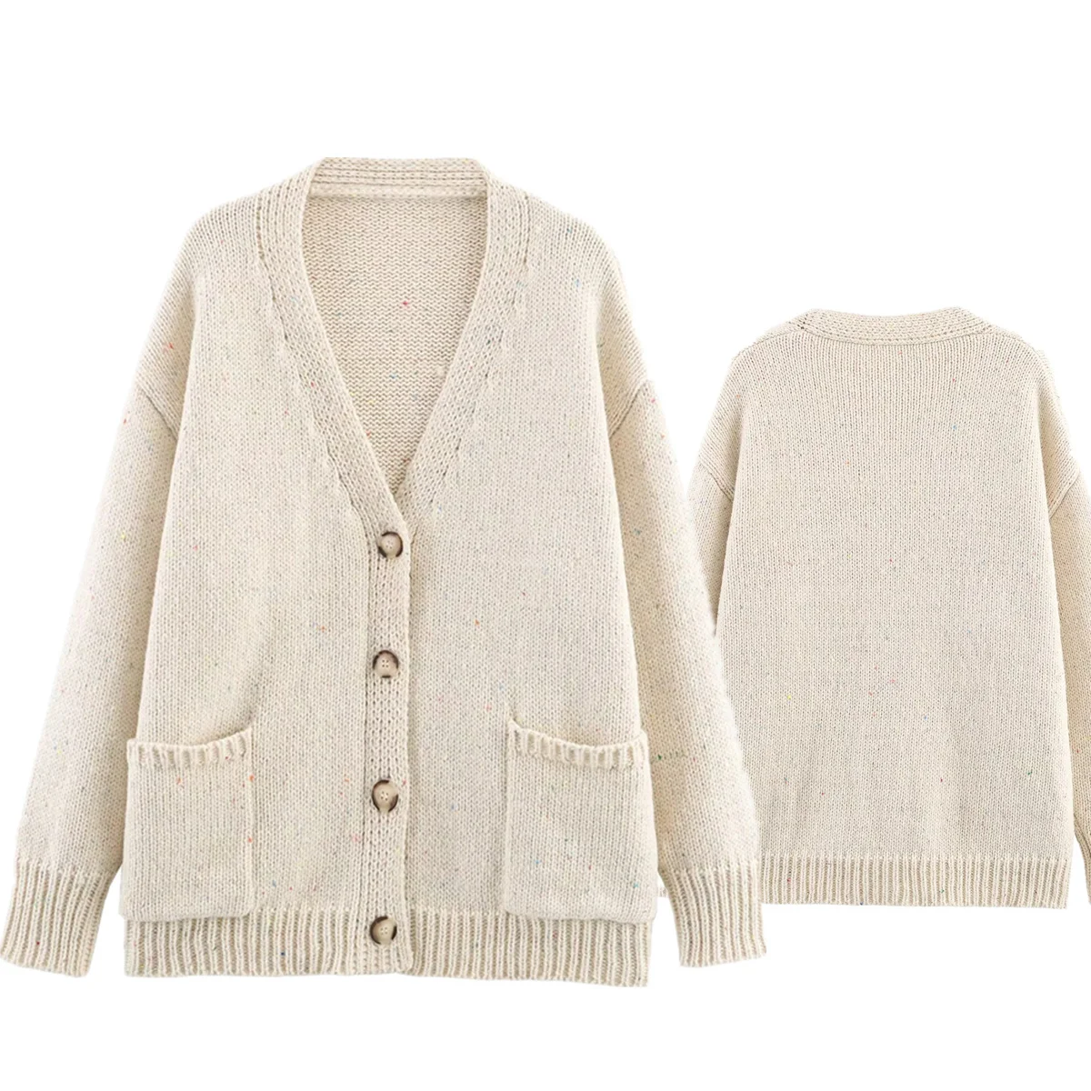 

Withered Women's Autumn And Winter Knitted Jacket French Lazy Minimalist Loose Single Breasted Cardigan Coat Sweater For Women