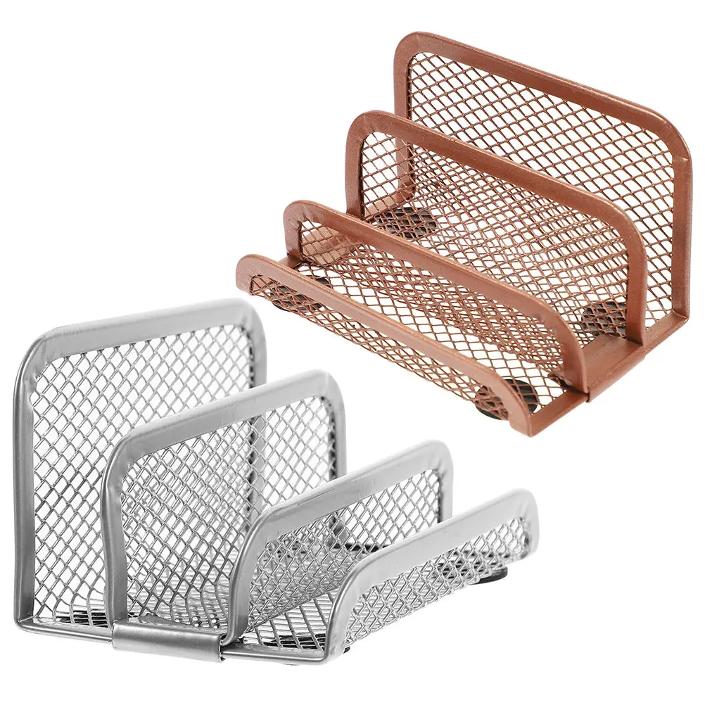 

2Pcs Metal File Holder Vertical Delicate Desktop Book Organizer Office Magazine Rack Home Supply Letter Racks Storage Shelf