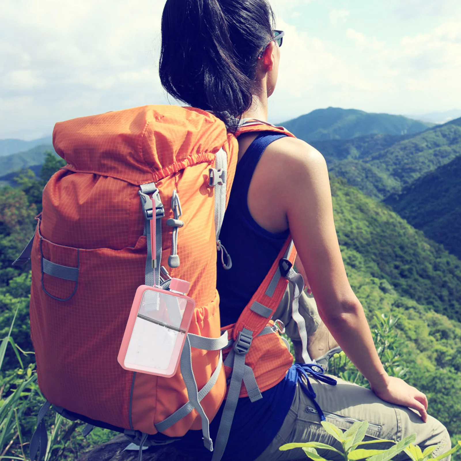 زجاجة مياه مسطحة محمولة، زجاجة رياضية احترافية مدمجة، متعددة الوظائف، ملحقات اللياقة البدنية، الجري والركض في الهواء الطلق