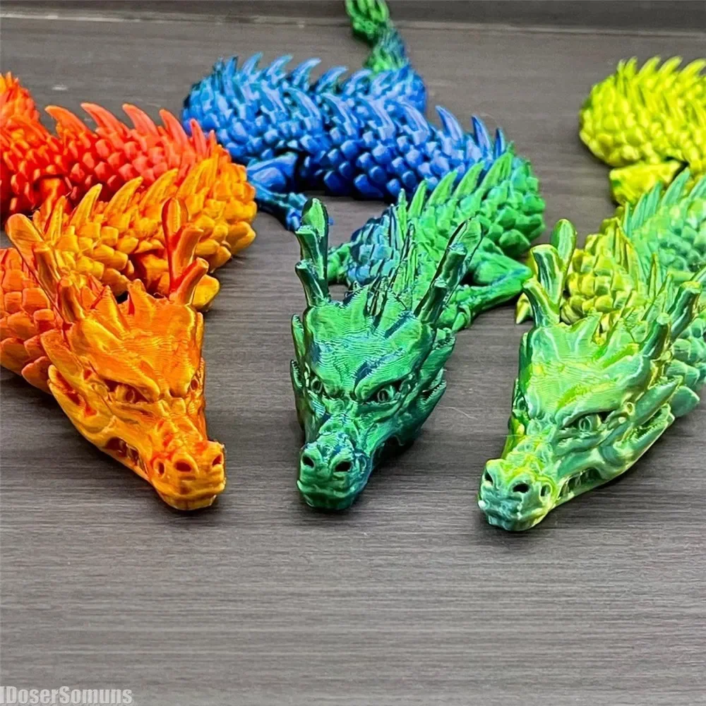 3D Printed Articulated Dragon Shenlong Landscaping Flexible Ornament Home Office Decoration Toy Model Kids Gifts