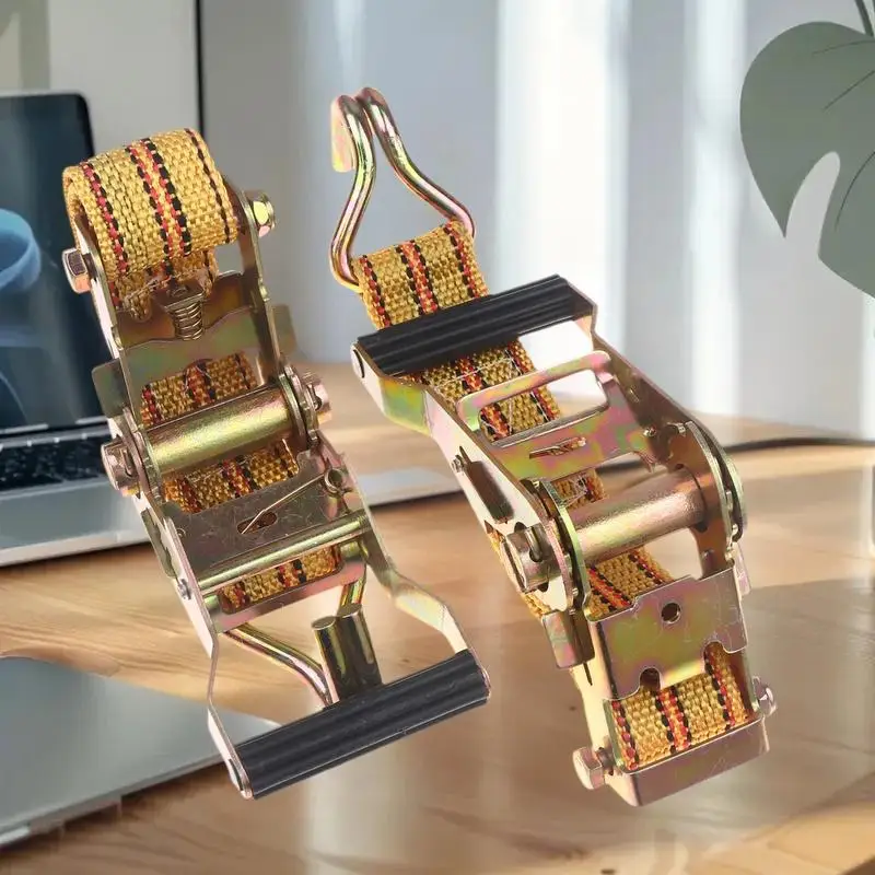 

(HBA12)Heavy Duty Ratchet Tie Down Straps 2/3/4/6 Meter Long Double Hook Lashing Belt For Truck Cargo Securing Transport Binding