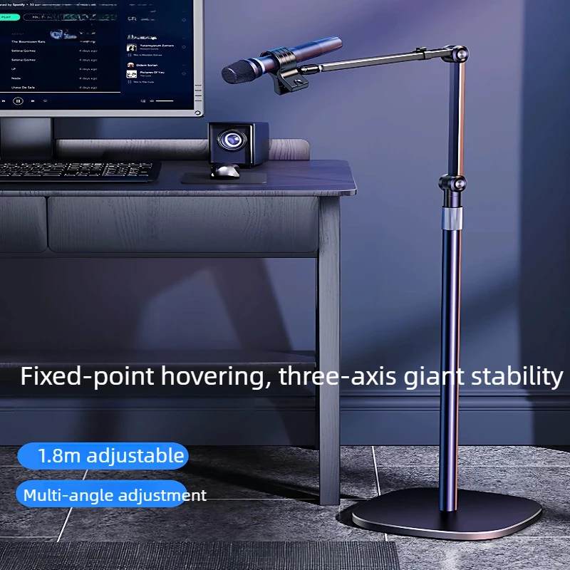 Adjustable Boom Arm Microphone Stand Tripod Desk Mount for Singing Condenser Mic Clip Live Performance & Outdoor Podcast Holder