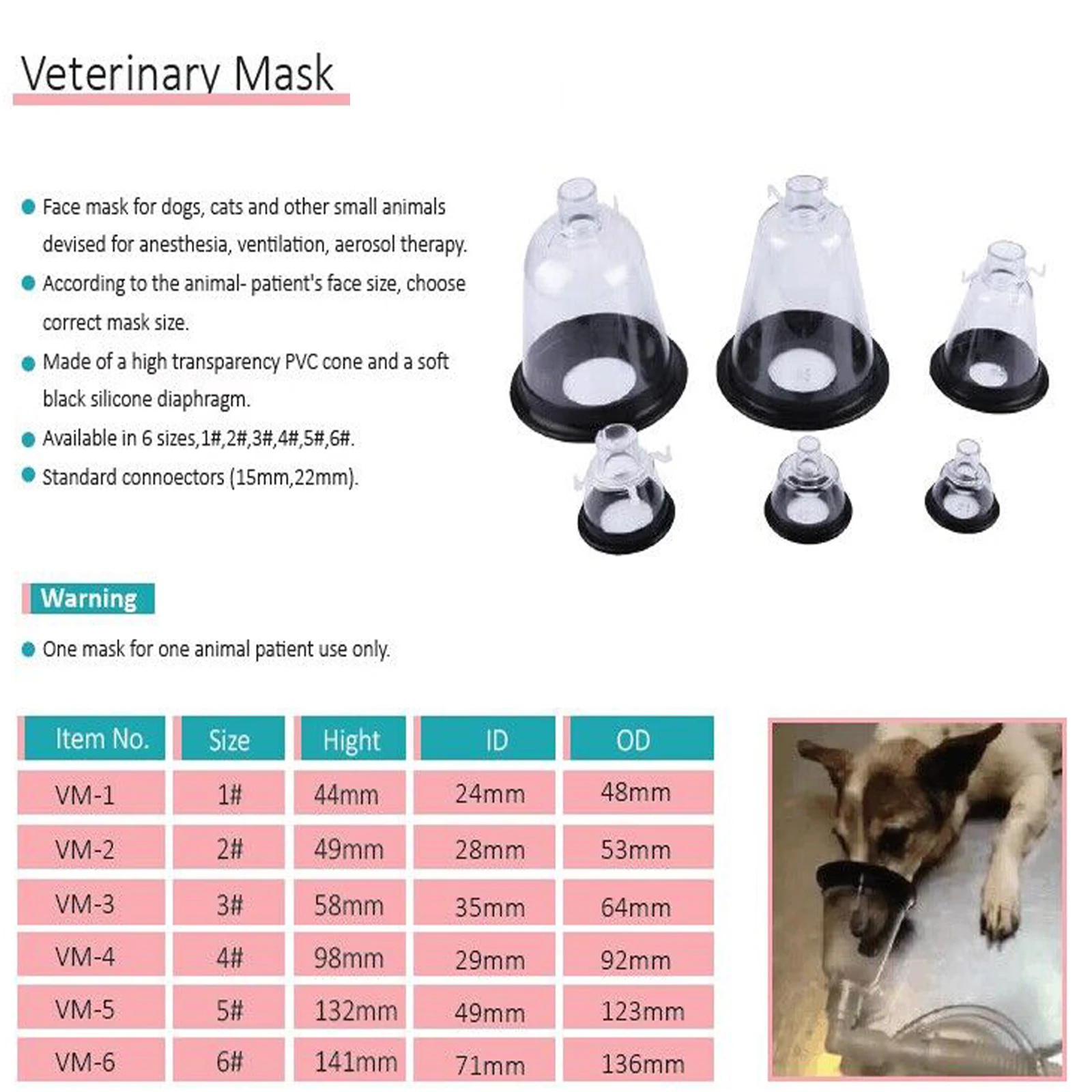 Pet Breathing Mask Animal Anesthesia Kit For Cat Dog Bird Snake Rat With Oxygen Onhalation Atomization Pet Hospital Supplies