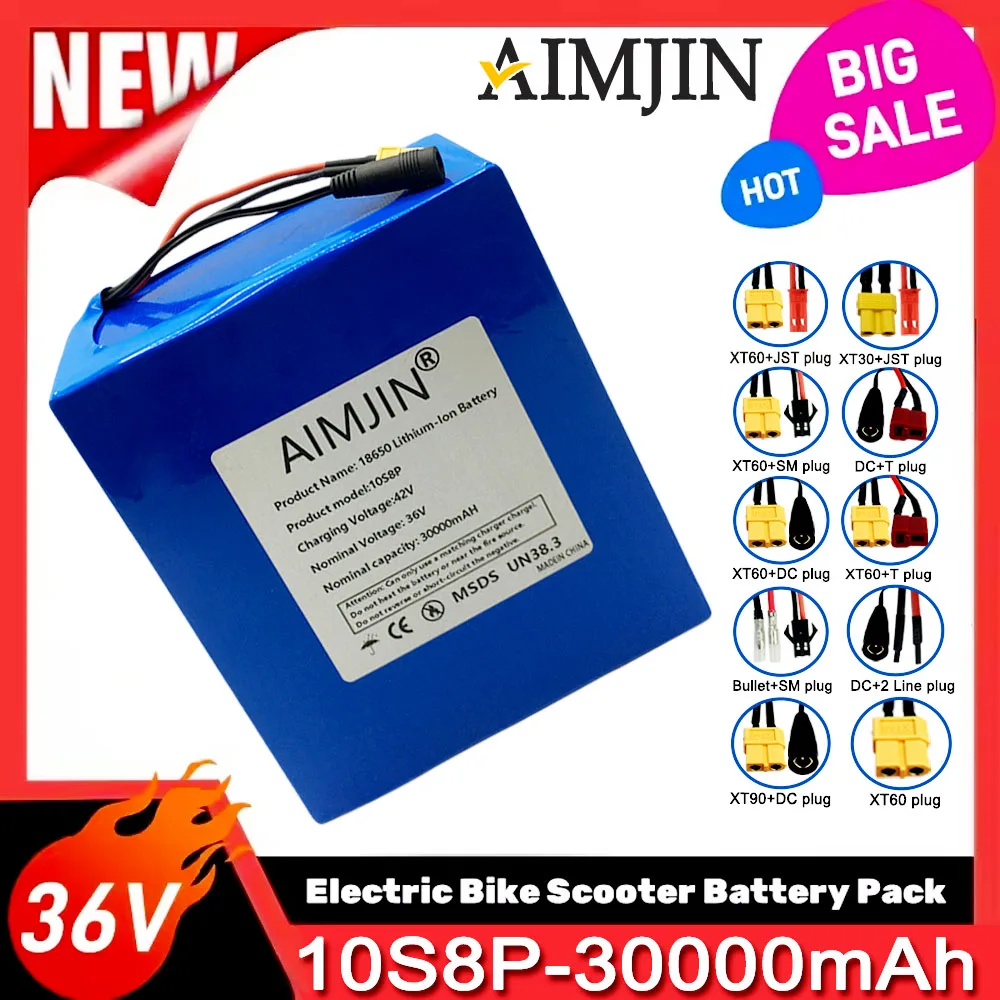 k 10S8P 36V 30Ah 18650  A-class lithium battery pack, 1500W high-power built-in BMS, suitable for various energy storage backup