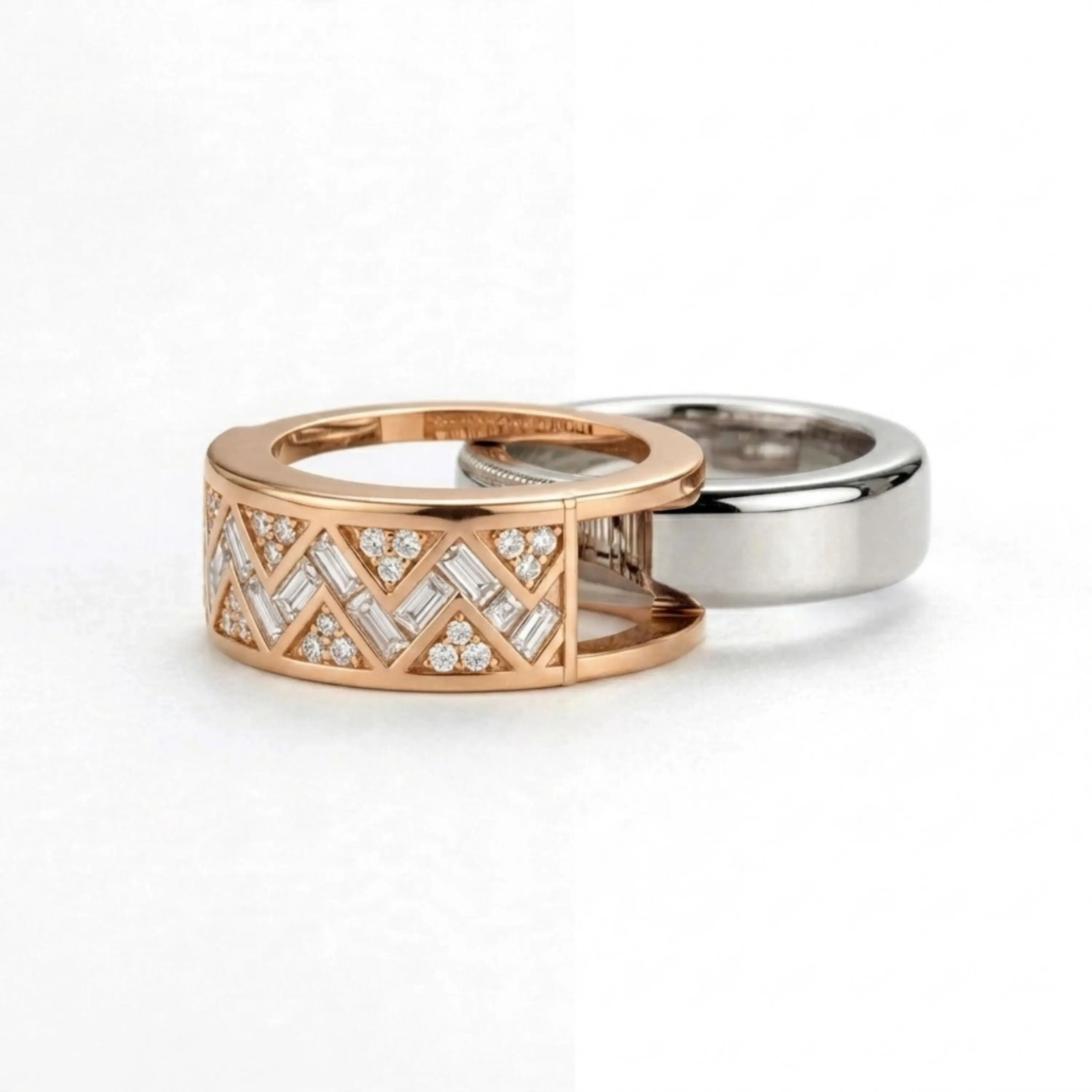 Moissanite Oura Ring Cover Compatible with Oura Ring 5 and Oura Ring 4, Baguette and Round Stone Shield, 14K Gold Vermeil Jacket