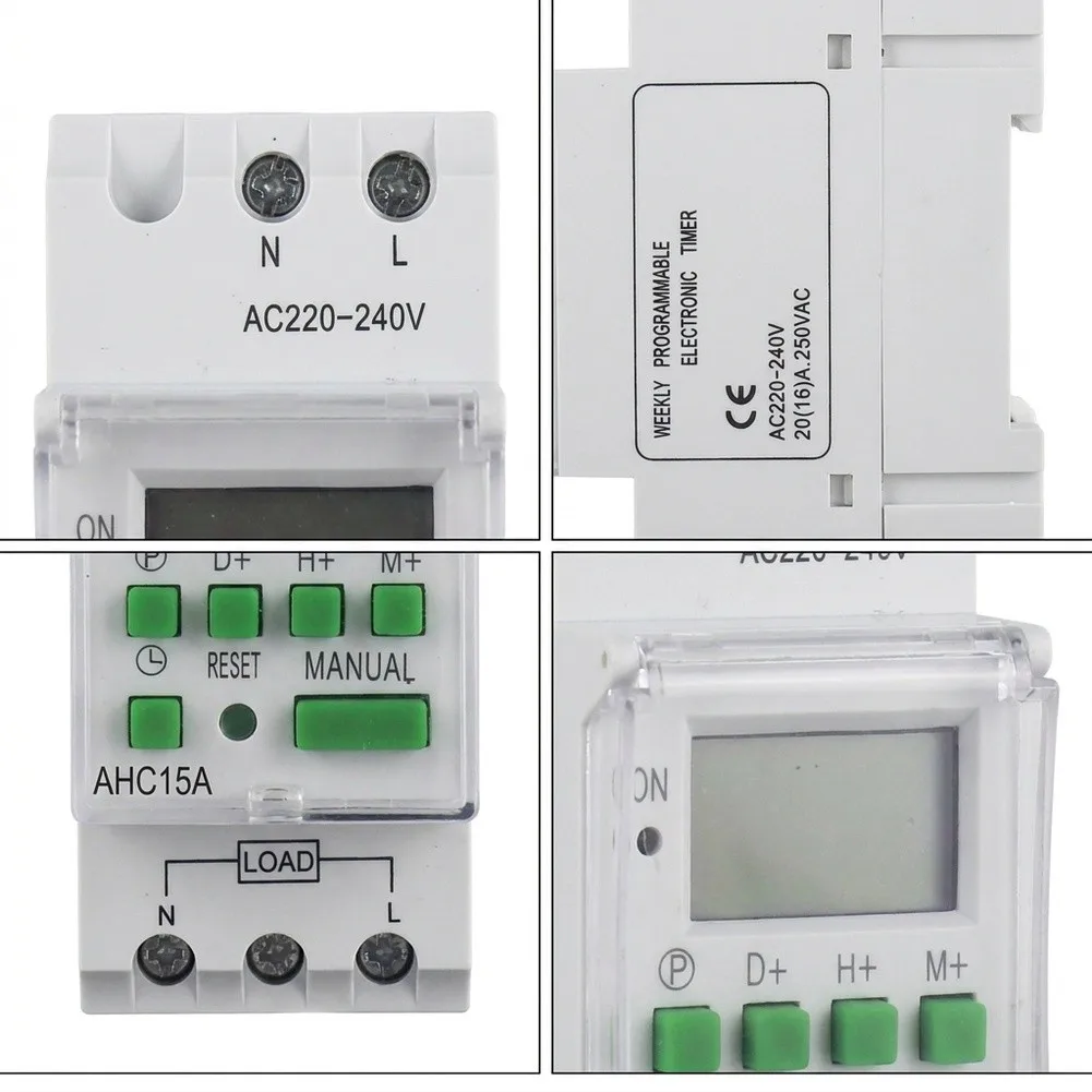 Rail Mounted Cyclic Timer Switch 220VAC 7 Day Programming 16 ON Operations for Streetlight Control and Factory Equipment