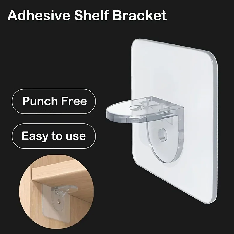 Set of 10 Adhesive Hooks And Shelf Brackets That Are Easy to Install Without Drilling, Featuring a Seamless Design Ideal