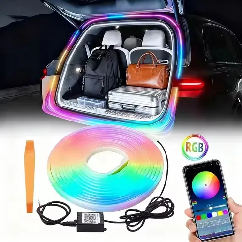 Imagen 2 del producto Nuevas luces universales para maletero y maletero de coche con iluminación colorida, control por aplicación, luz ambiental LED, luz decorativa RGB