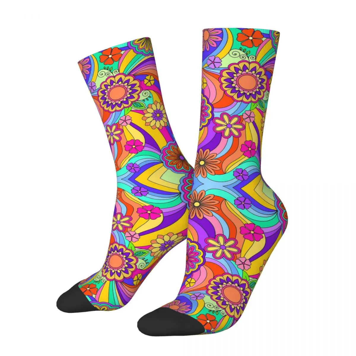 

Groovy Psychedelic Flower Power Socks Harajuku Sweat Absorbing Stockings All Season Long Socks Accessories for Unisex Gifts