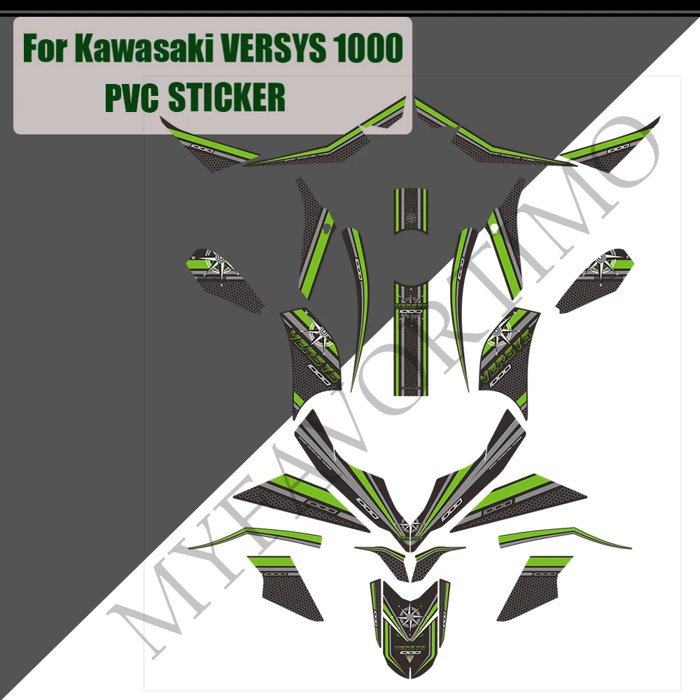 Motorcycle Front Wheel Fender Windshield Fuel Tank Pad Body Sticker Decal Decoration Kit knee For Kawasaki VERSYS 1000 SE LT