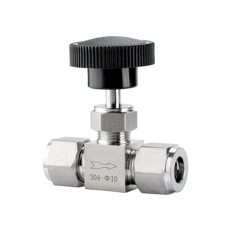 304 Stainless Steel Adjustable Needle Valve OD 3 4 6 8 10 12mm 1/4 3/8 1/2 Tube High Pressure Acid Proof Straight Card Set Crane