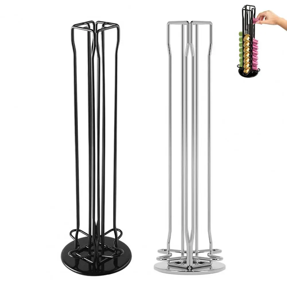 Rotating Coffee Capsule Organizer Rotating Coffee Capsule Holder 360° Spinning Storage Rack Heavy Duty Carbon Steel for 40