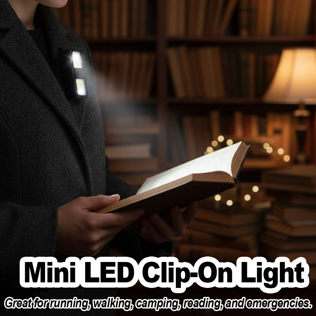Clip On Flashlight Rechargeable LED USB Mini Portable Pocket Hands Free Safety Warning Torch Light For Running Walking Essential
