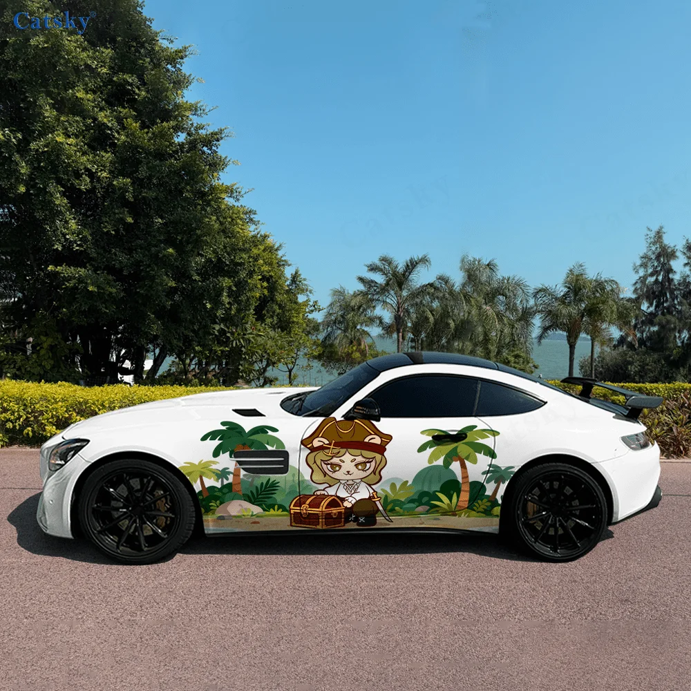Lion Captain Seaside Treasure Car Vinyl Wraps Decal Selfadhesive PVC Sticker Suitable for Trucks SUV Decor Auto Accessories Gift