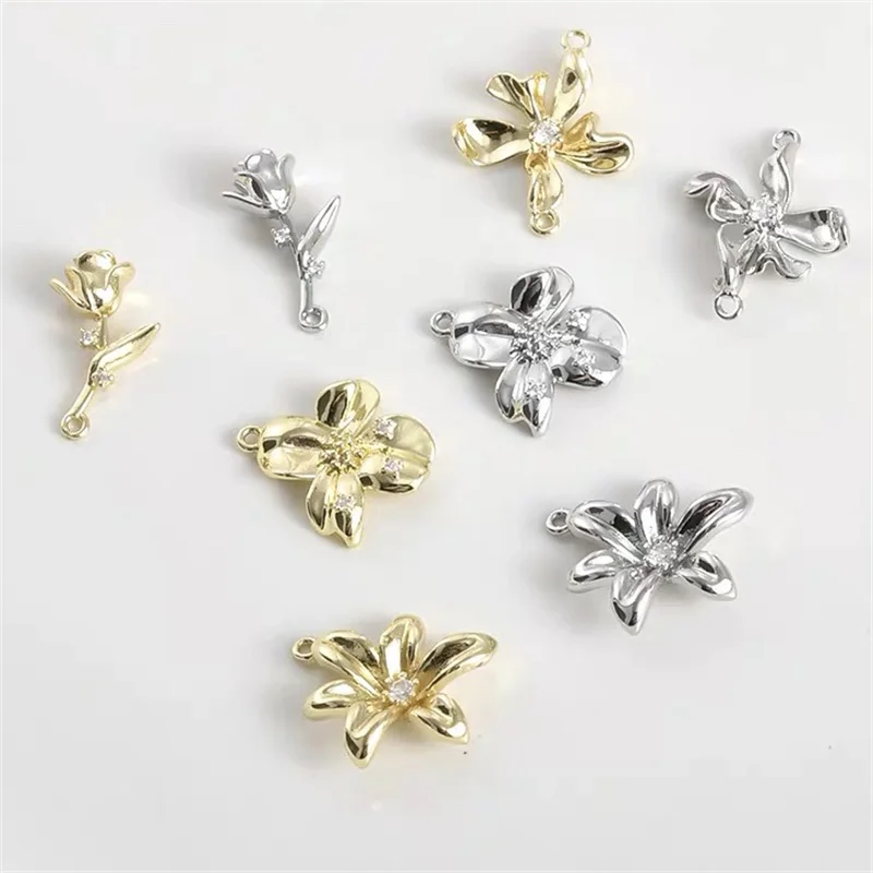 

Min order 30pcs/lot color print cartoon flowers shape copper floating locket charms diy jewelry necklace accessory