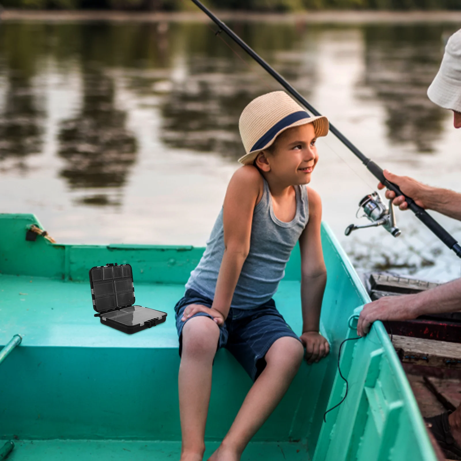 

Sturdy Plastic Fishing Multifunctional Organizer For Anglers Durable Equipment Container Black Color Great Gift For