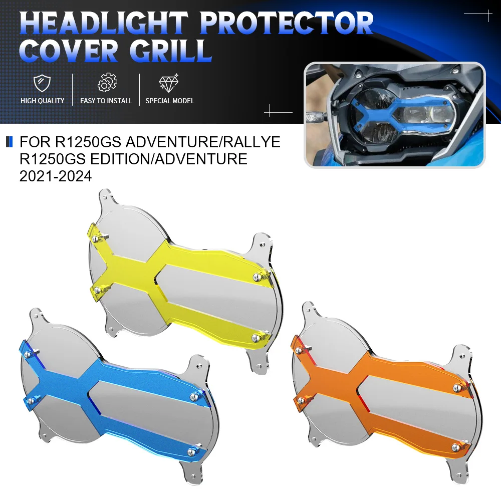 

For BMW R1250GS Adventure/Rallye R1250GS Edition/Adventure 40 Years GS 2021-2024 Motorcycle Headlight Protector Cover Acrylic