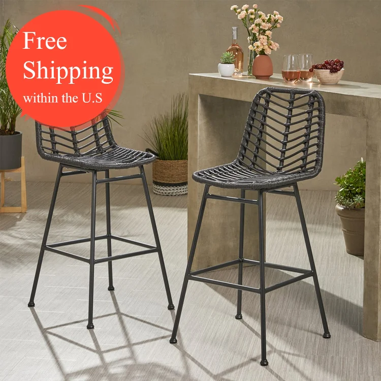 Patio furniture garden wicker barstools set of 2