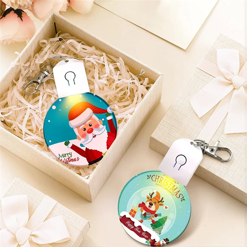 

BHBD-4PCS LED Sublimation Blank Keychain Acrylic Lighted Transfer DIY Crafts Fall Thanksgiving Christmas Keychain Gift Ellipse
