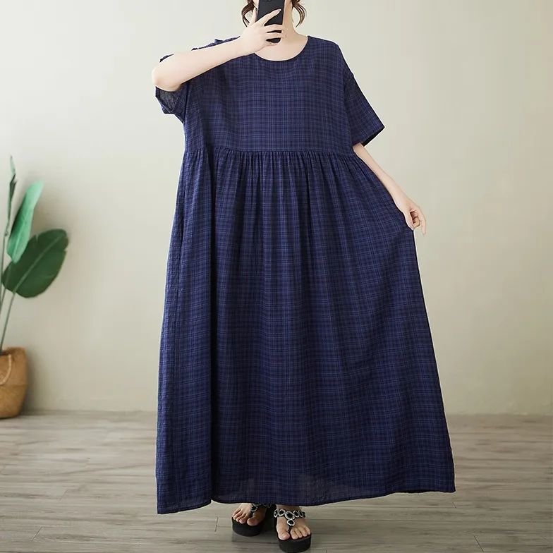 

Большие размеры с цветочным принтом Dr round Ne ort Sve Long Summer New Sle Faionable Простой дизайн Смесь хлопка Удобный...