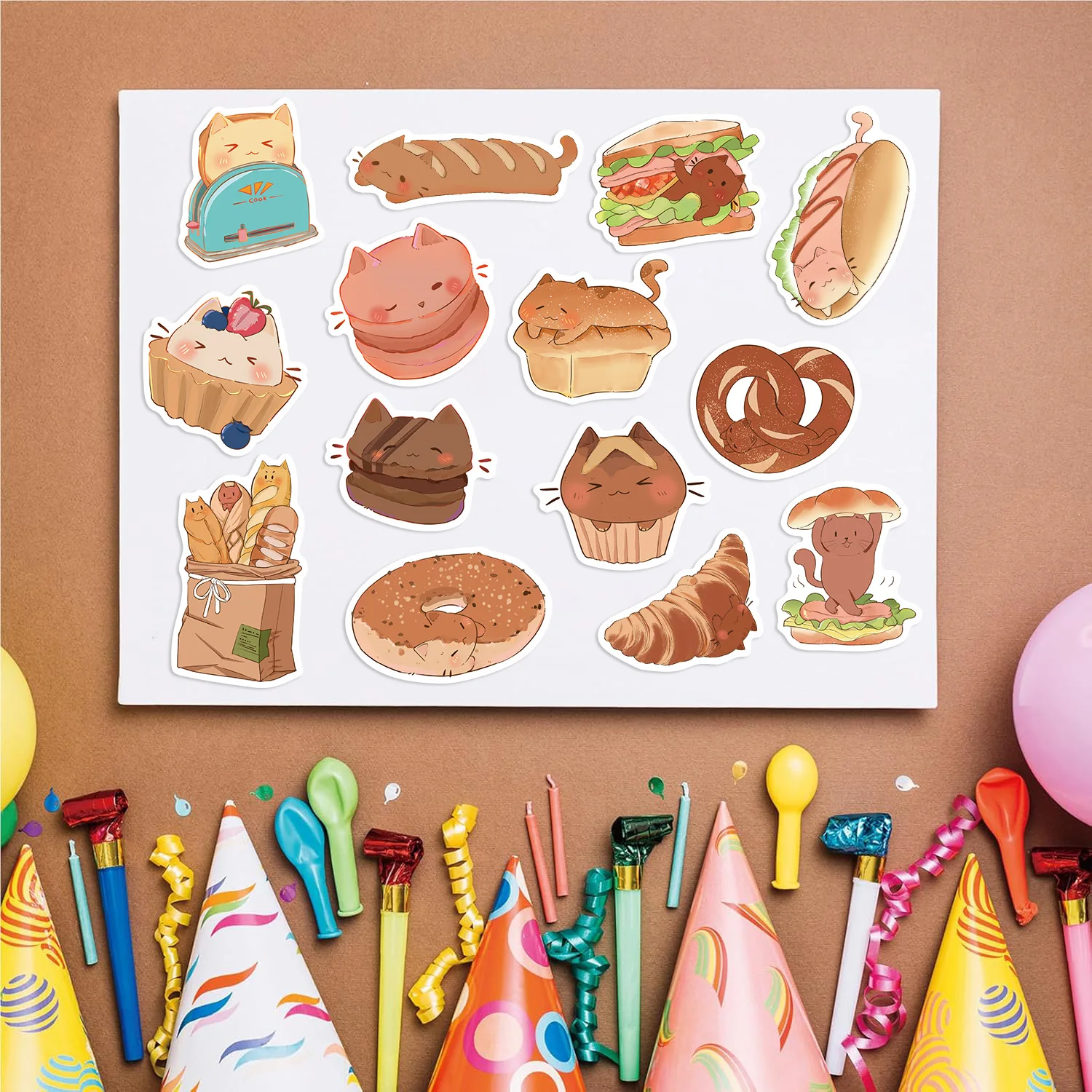 50 قطعة القطط الخبز الحلوى الكرتون الكتابة على الجدران ملصقات الهاتف الغيتار المحمول دفتر حقيبة زجاجات مياه ملصق مضاد للمياه الشارات #5