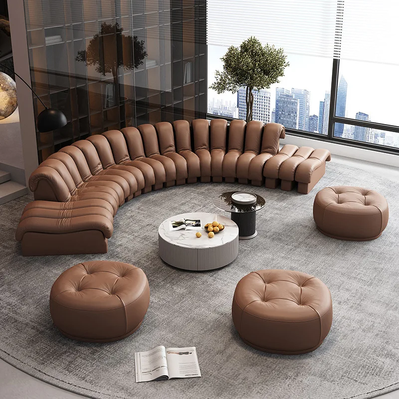 Model room centipede module sofa living room villa large flat layer fabric sofa light luxury high-end sofa fabric