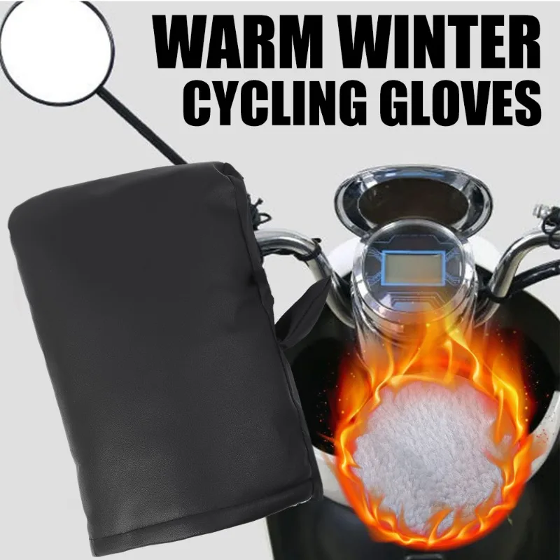 Universal Winter Motorcycle Gloves Handlebar Muffs Reflective Strip Warm Handle Bar Cover Gloves for Motorbikes Scooters Riding