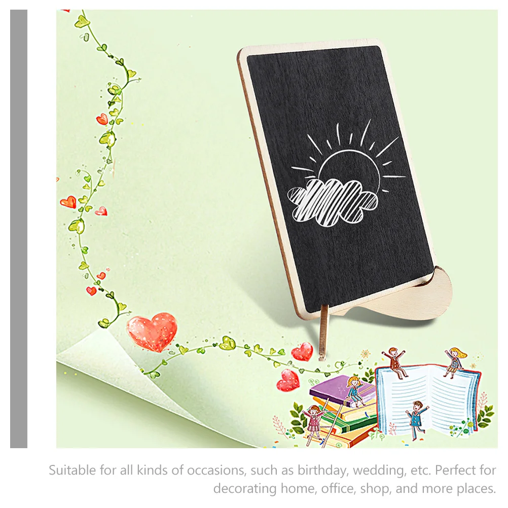 10 قطعة علامات السبورة الصغيرة لوحات الرسائل الخشبية السوداء لوحات مذكرة سطح المكتب السبورة الصغيرة للمنزل مكتب حفل زفاف #5