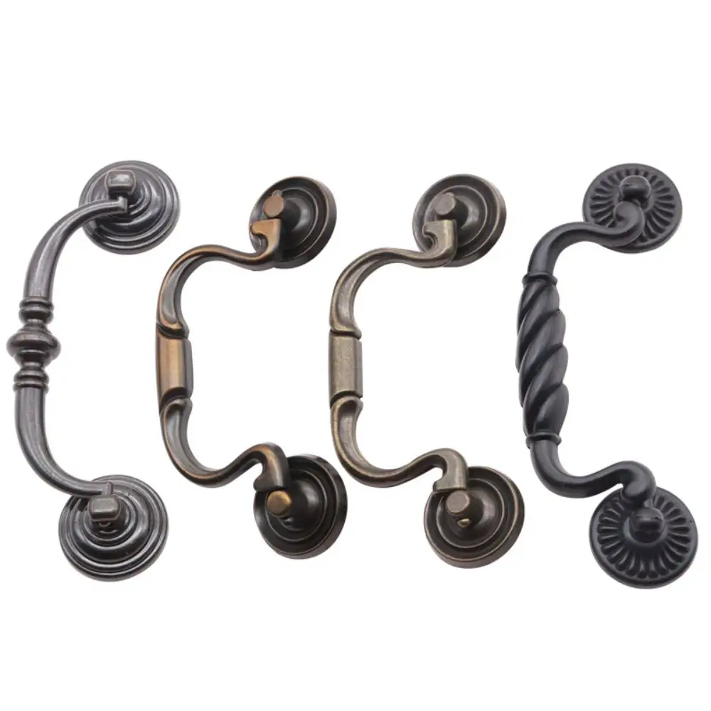 Classic Zinc Alloy Drawer Pulls Vintage Antique Bronze Furniture Handles Stylish Retro Cabinet Handles Home Furniture