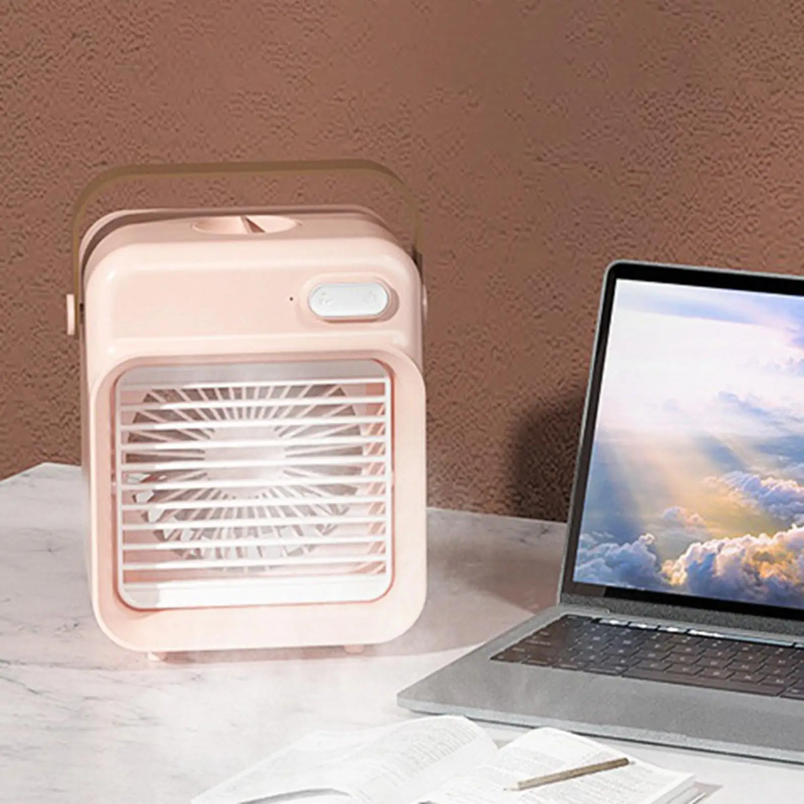 3 سرعات مكيف هواء متنقل لاسلكي مرطب نوع C تبريد سريع 2400mAh مروحة تبريد الهواء للتخييم الصيف غرفة نوم