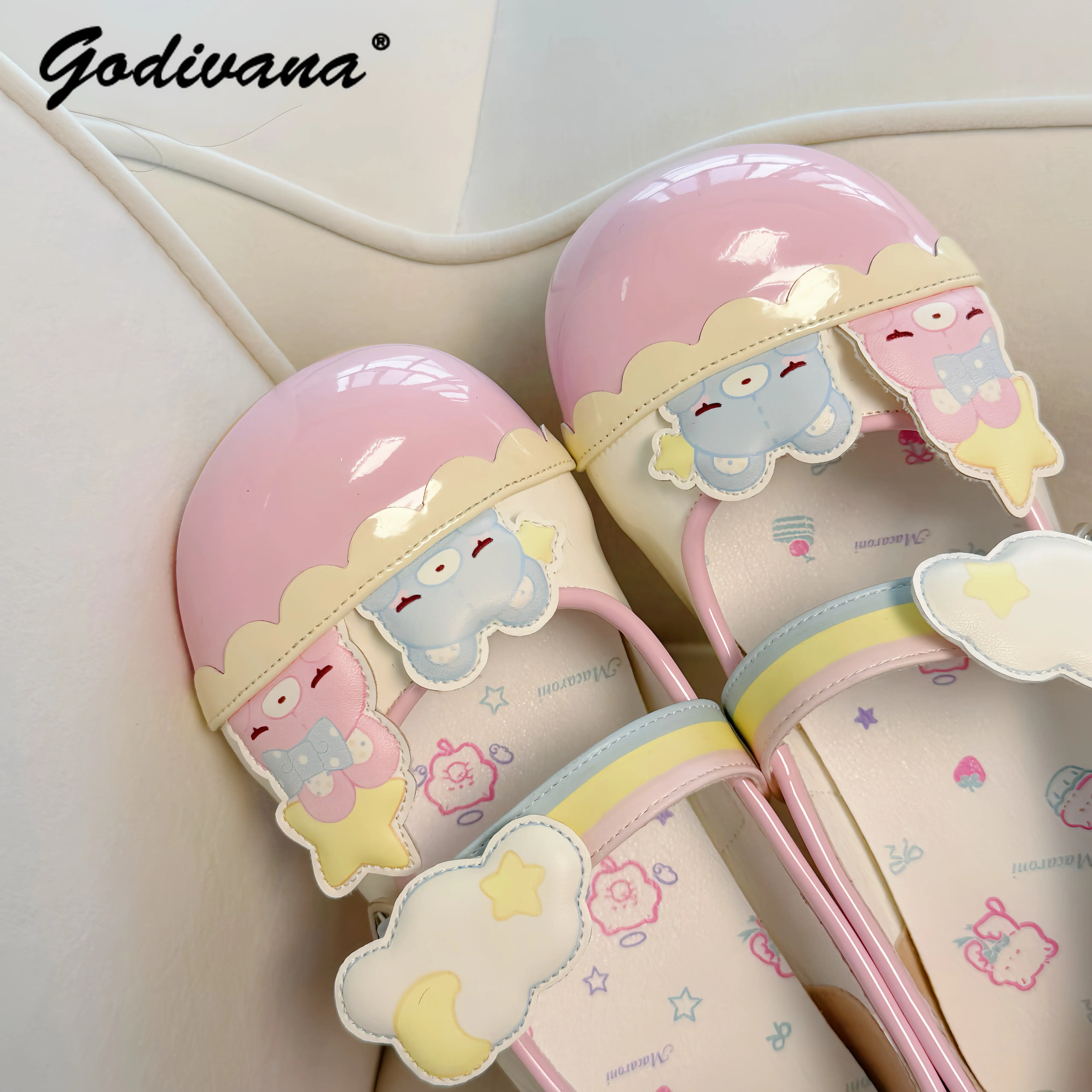 Original New Student Girls Color Block Sweet Cute Lolita Low Heel Single Shoes Women's Casual Kawaii Flat Indoor Shoes view 5