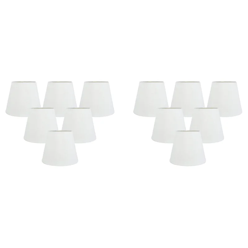 VOFUN-Set di 12 paralumi per lampadari con clip in tessuto bianco, ricambio per lampada da parete E14 lampadario decorazione domestica