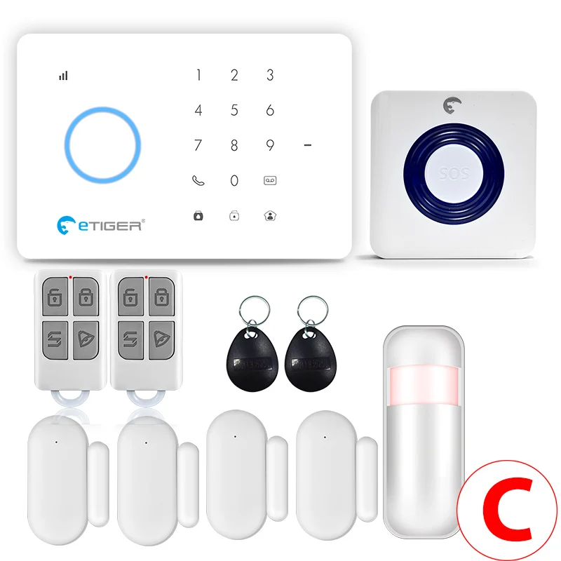 

Беспроводная GSM SMS-система безопасности Etiger S3B 433 МГц для дома с функцией работы со смарт-сиреной и датчиком дыма