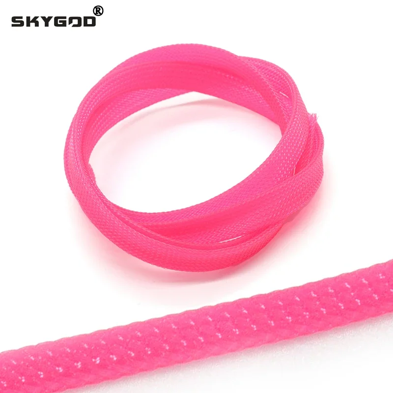 1~50m UV Pink PET Braid Sleeve 2/4/6/8/10/12/14/16/20/25/30/40mm High Density Protect Snake Skin Wrap Sheath For Electric Cables