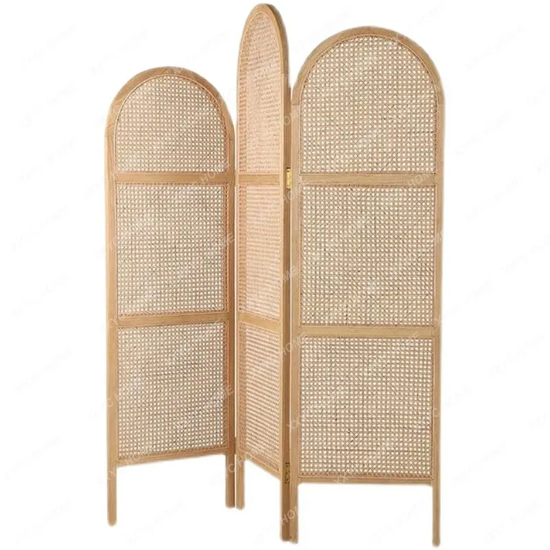 

Solid Wood Rattan Screen Retro Domestic Living Room Partition Living Room Movable Log Accordion Partition living room decoration