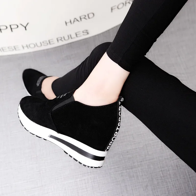 Platform Shoes for Women Casual Hidden Slope Heel Sneakers Women\'s Vulcanized Shoes Breathable Wedge Increase Shoes Women Tenis