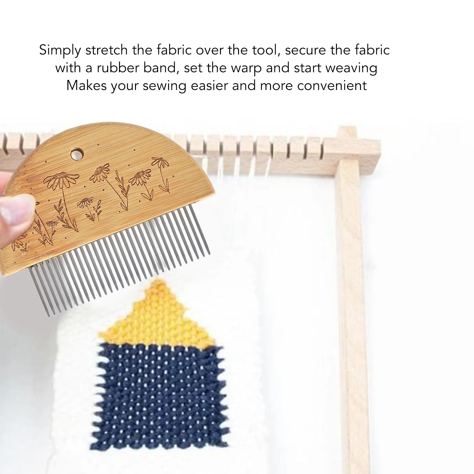 E5 Weaving Loom Comb Professional Wooden Loom Comb Big Eye Needle 4mm Crochet Needle Set for Making DIY Crafts Tool