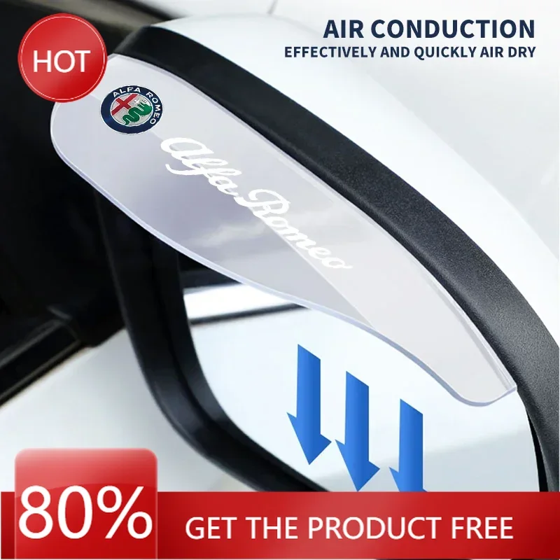 Hub Caps 2pcs Car Transparent Rear View Side Mirror Rain Eyebrow Shield For Alfa Romeo GT Giulia Giulietta Stelvio Pendant Acces