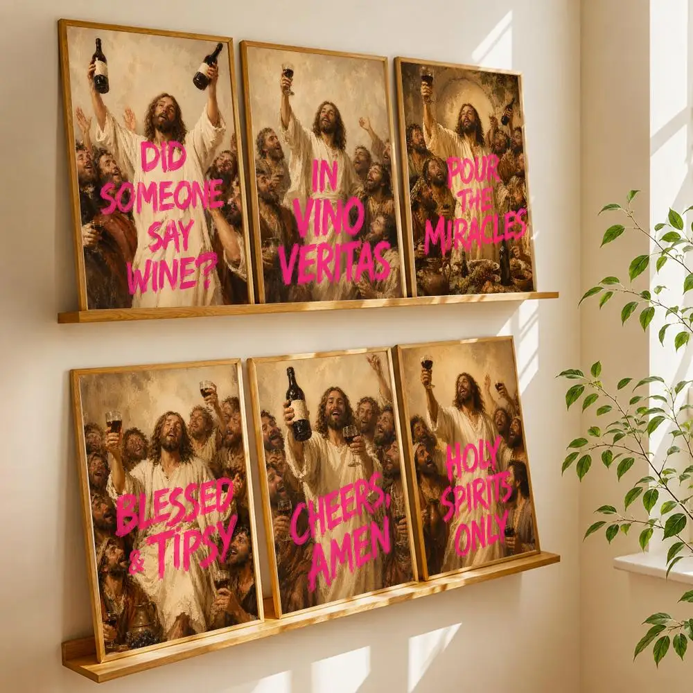 Anyone Mention Wine Jesus His Disciples Poster HD Wall Art Wall Stickers Home Living Room Bedroom Bar Office Decor Prints