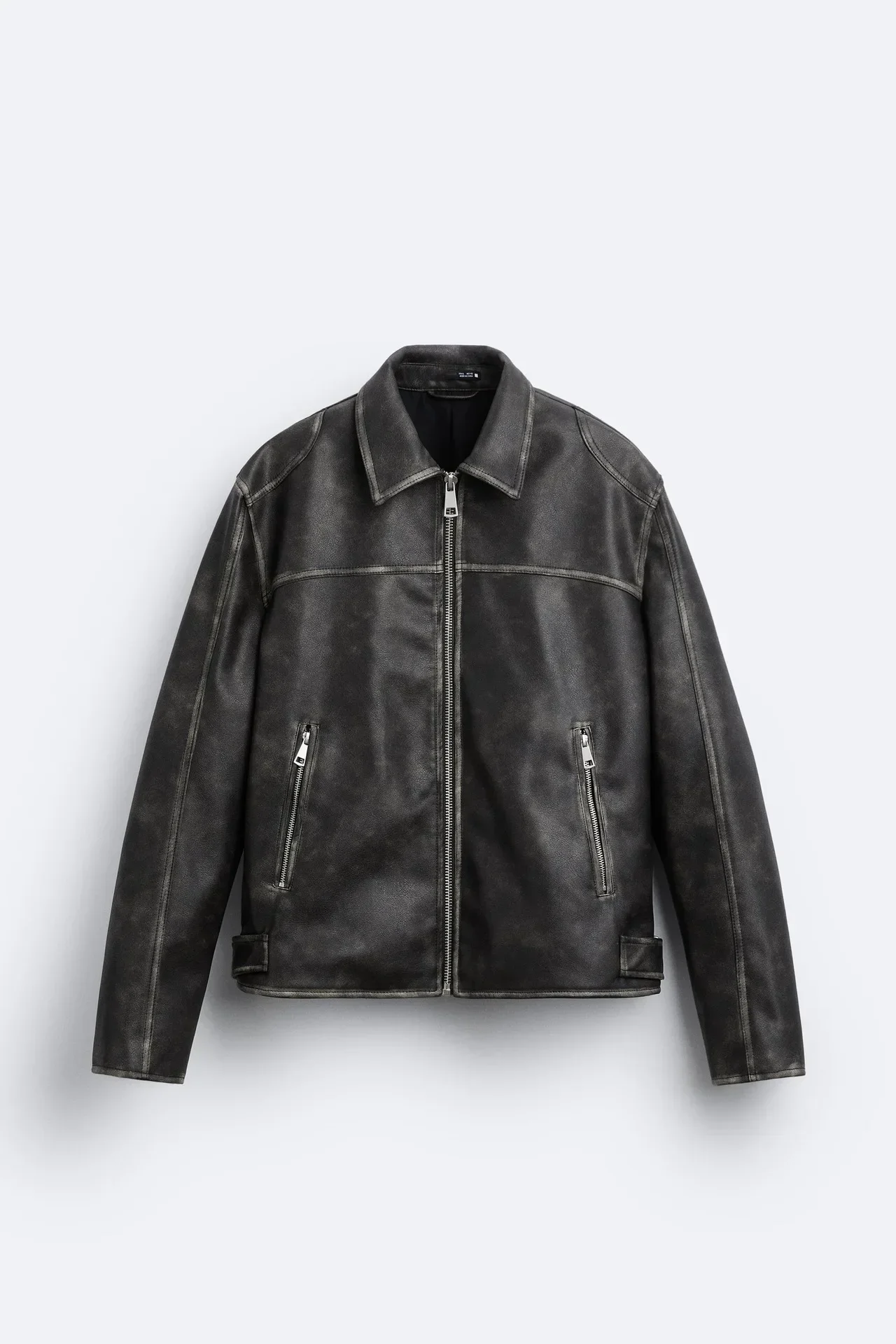 Pop Men's Spring And Autumn New Fashion To Do Old Washed Imitation Leather Jacket, Solid Color Casual Lapel Zipper PU Leather Ja