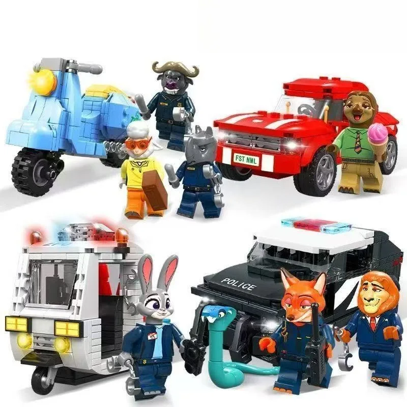 New Disney Anime Building Blocks Cartoon Zootopia 2 Judy Fox Nick Miniature Model Ornament Toy Adult Children Surprise Gift