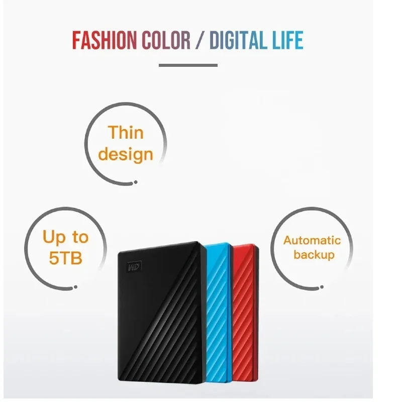 2026 Western Digital WD 500GB 1TB 2TB My Passport Portable External Hard Drive USB 3.0 High Speed HDD for Laptop PC Computers view 2