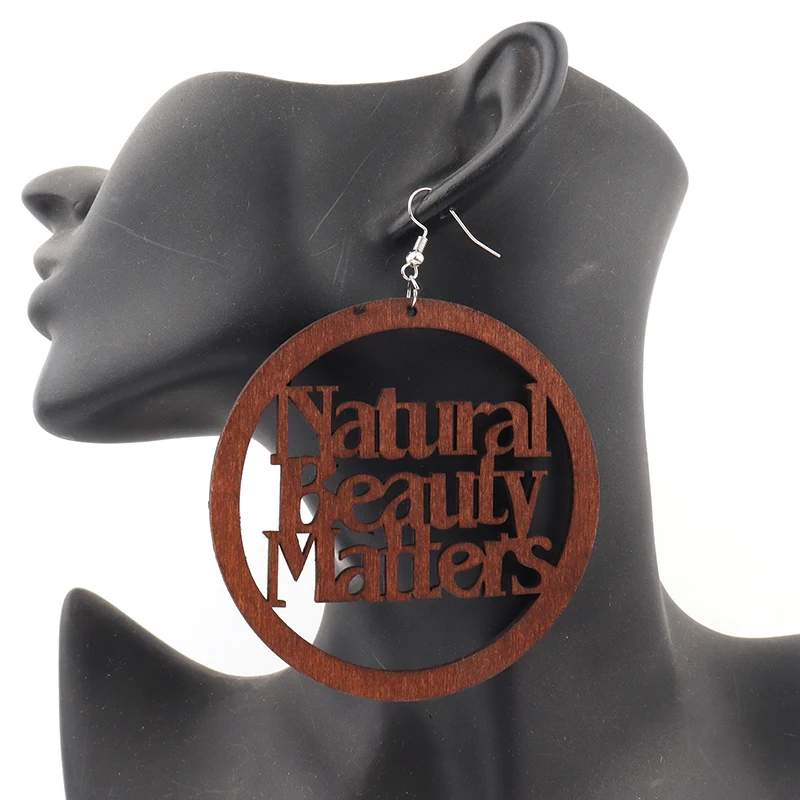 Round Natural Beauty Matters Wooden Earrings can mixed Colors