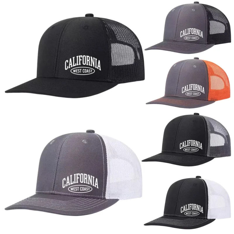 CALIFORNIA Printed Adjustable Baseball Cap Classic Snapback Dad Hat Breathable Trucker Mesh Hat Golf Fishing Outdoor Sun Cap