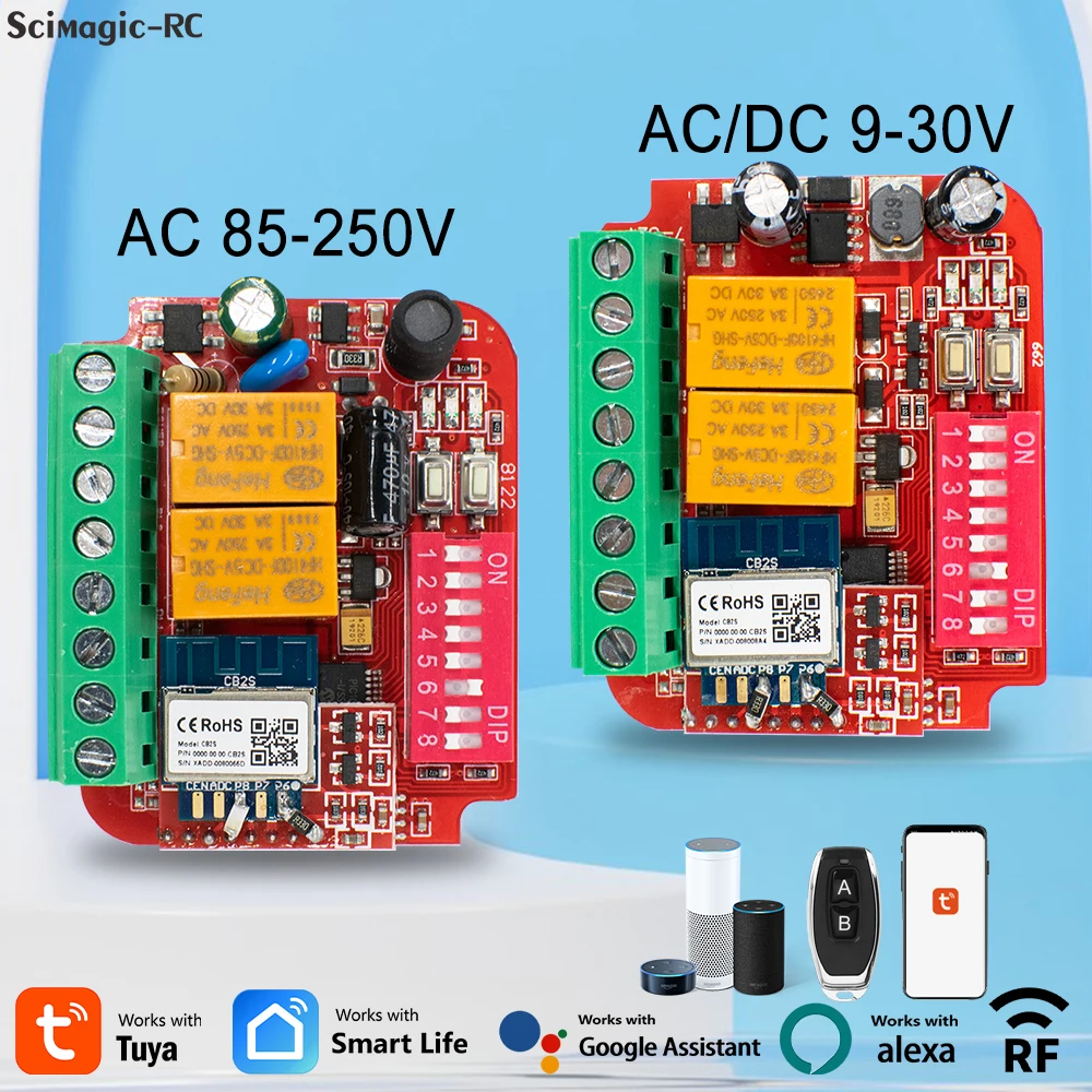 

Universal 300-900MHz 433 868mhz Tuya WIFI Garage Door Remote Control Receiver AC DC 9-30V 85-250V Smart Switch Module Timer