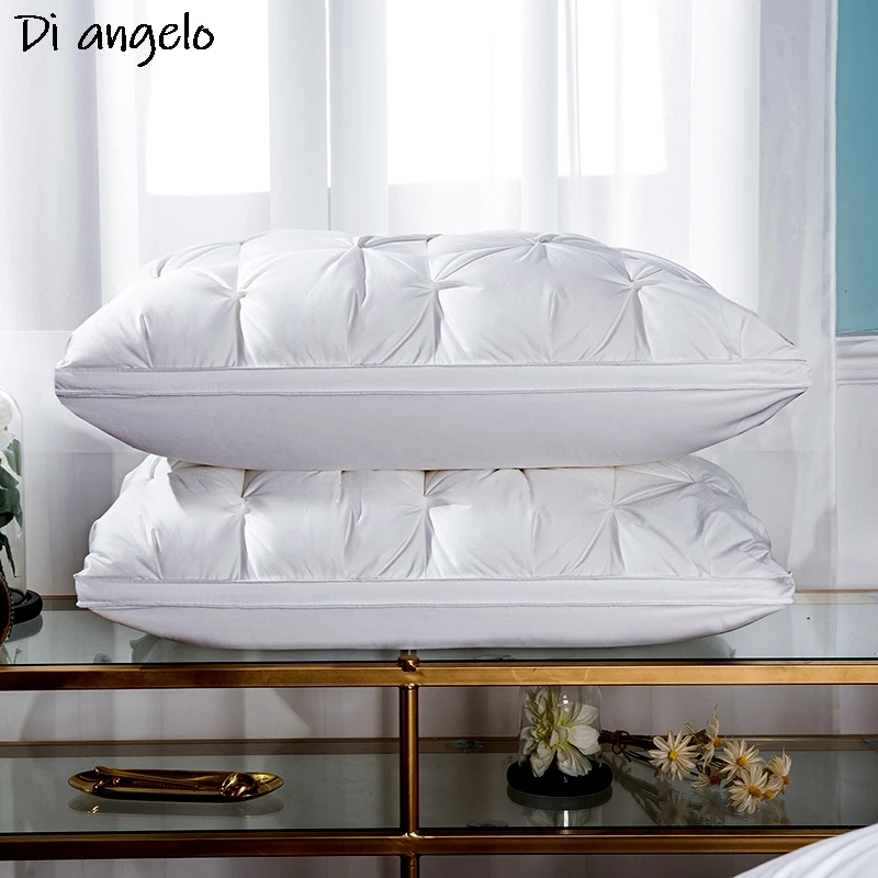 Twist Flower Cotton Pillow, Rectangle, White, Goose, Duck, Feather, Bedding Pillows, Down-Proof, Sleeping Pillow Filler 48x74#sw